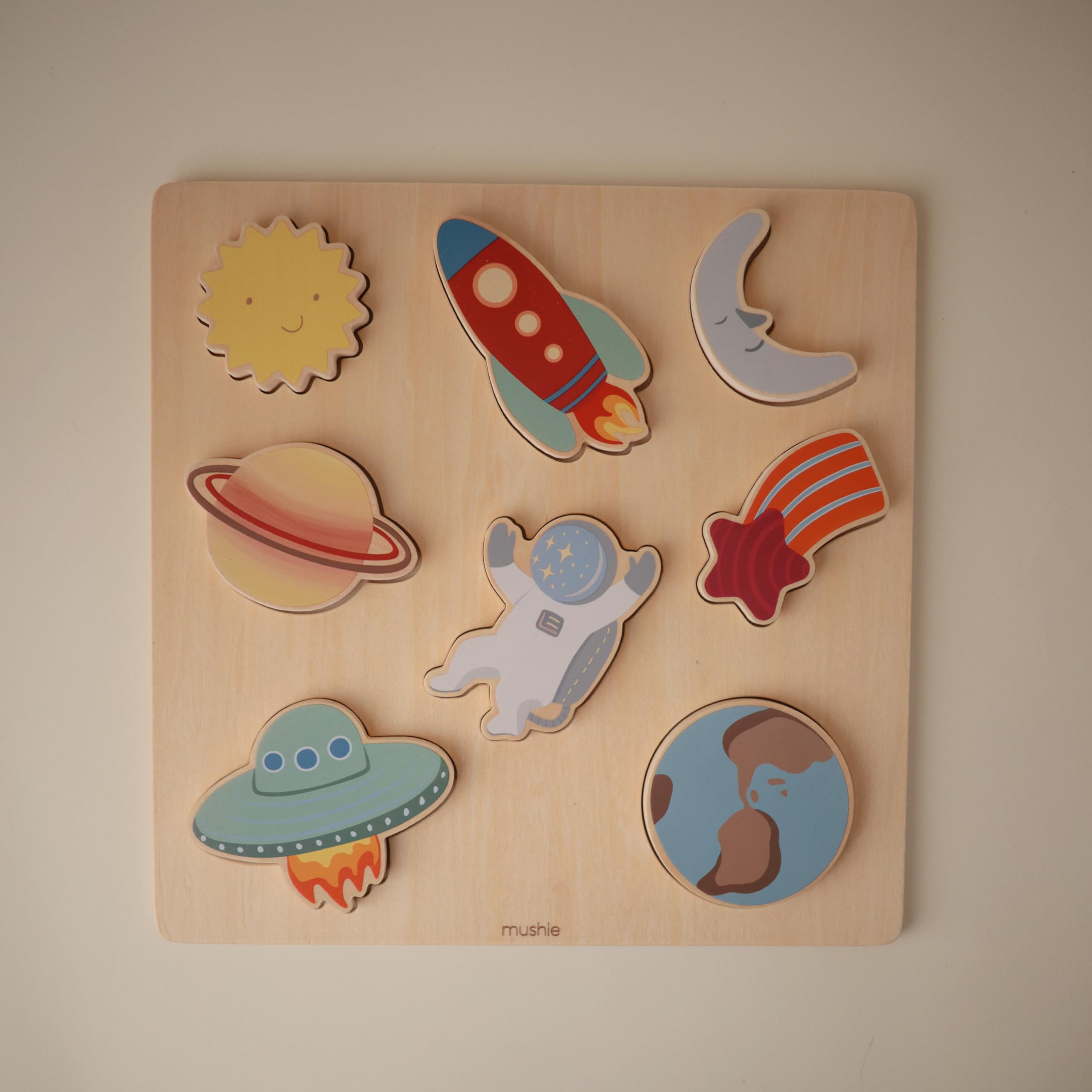 mushie Wooden Space Puzzle | for Kids 3 Years+ | Preschool Educational & Toddler Montessori Toys (6 pcs) - Image 3