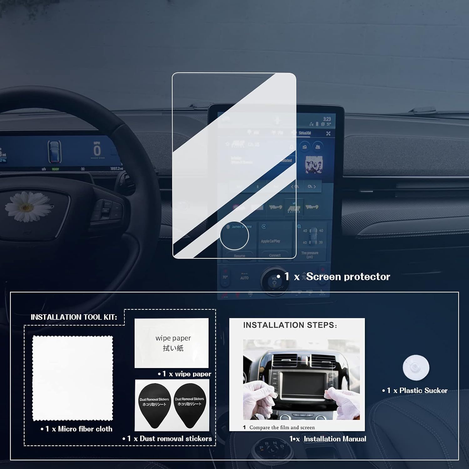 bixuan 2021 2022 2023 mustang mach e screen protector design for ford mustang mach e 2021 2023 2022 2023 f150 lightning sync 4 15 5 inch gps touch sc