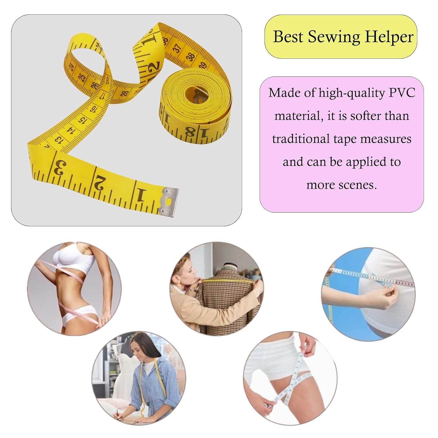 2-Piece Set of Body Measurement Tape Measures, 120-Inch Dual-Scale Sewing Flexible Ruler Ideal for Weight Loss and Body Shaping, Body Measurements, and Tailoring Crafts Factory Direct Sales (150)
