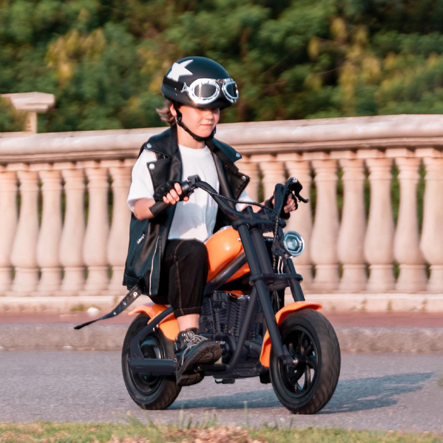 Motocicletta elettrica per bambini, HYPER GOGO Moto Elettrica con luce ambientale colorata, Modalità di Velocità 8/12/16 KMH, Pneumatici pieni da 12", 16KM Long-Range per bambini/adolescenti (Nero)