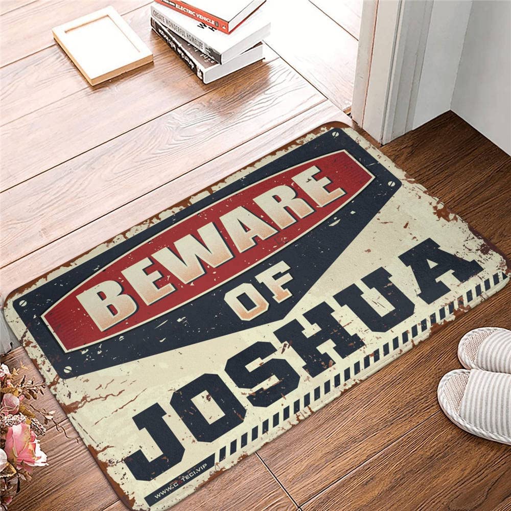 Wewnętrzna mata pod drzwi wejściowe 'Beware of Joshuaa' dywanik mata powitalna do drzwi wejściowych i zewnętrznych wycieraczki zabawna (65 x 90 cm)