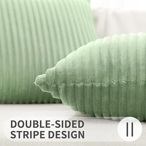 Miniatura 4 de Simmore Juego de 2 fundas de almohada decorativas de 26 x 26 pulgadas, fundas de almohada de franela de felpa suave de doble cara para sofá, sala de