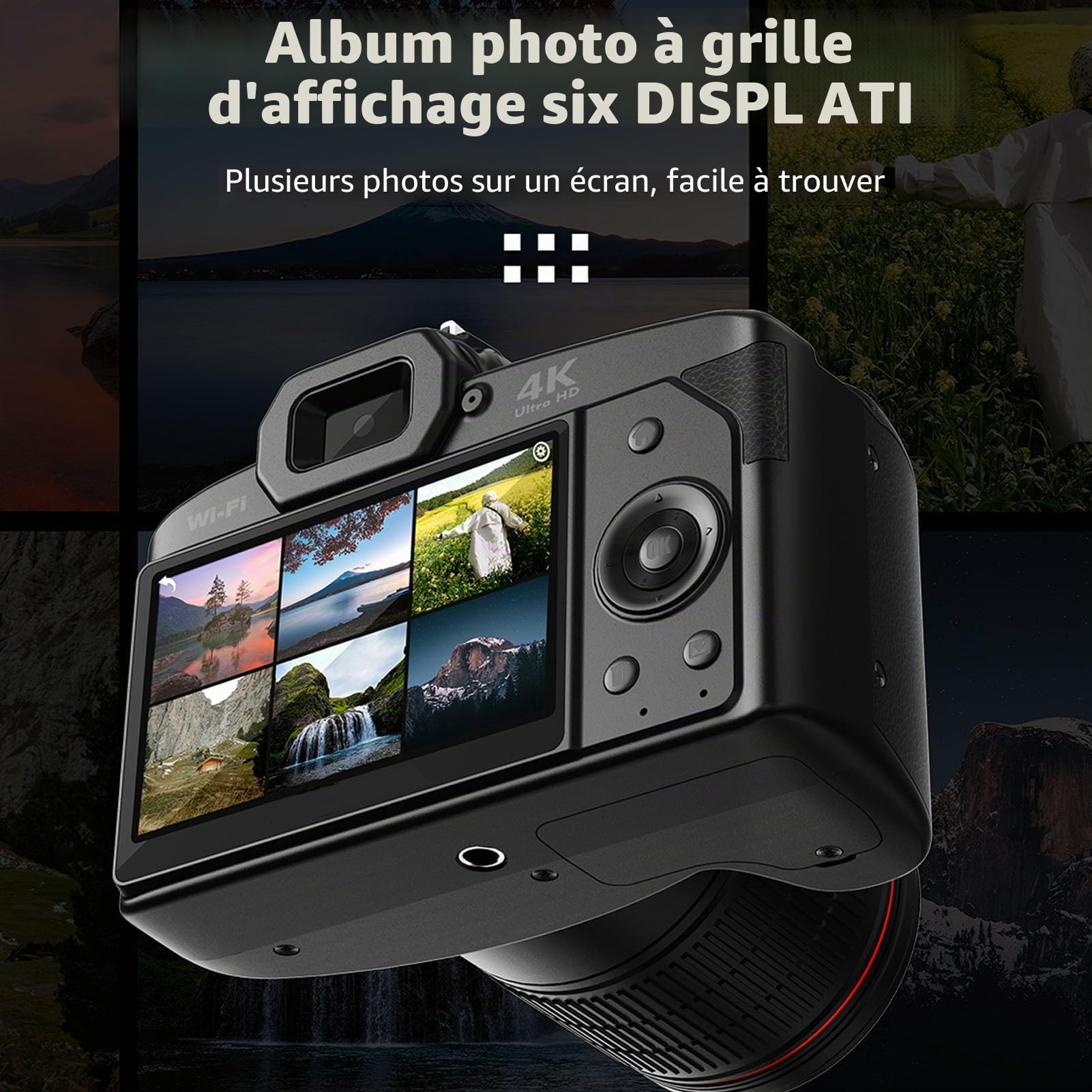 Appareil Photo Numérique, Caméra Vlogging HD 4K 64Mp 16X Zoom, Caméra Photo Portable à Vision Nocturne pour Adolescents, étudiants, Enfants, Filles Et Garçons, Appareil Photo