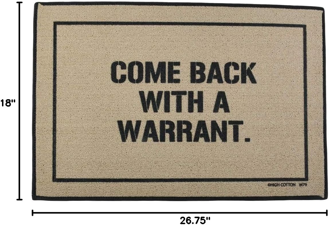 Treasure Gurus Funny Come Back with A Warrant Tan Welcome Doormat Novelty Outdoor Entry Door Mat