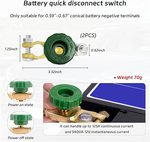 Miniatura 8 de Dickno Interruptor de desconexión rápida de batería de poste superior, interruptor maestro de batería automático para corte de desconexión de