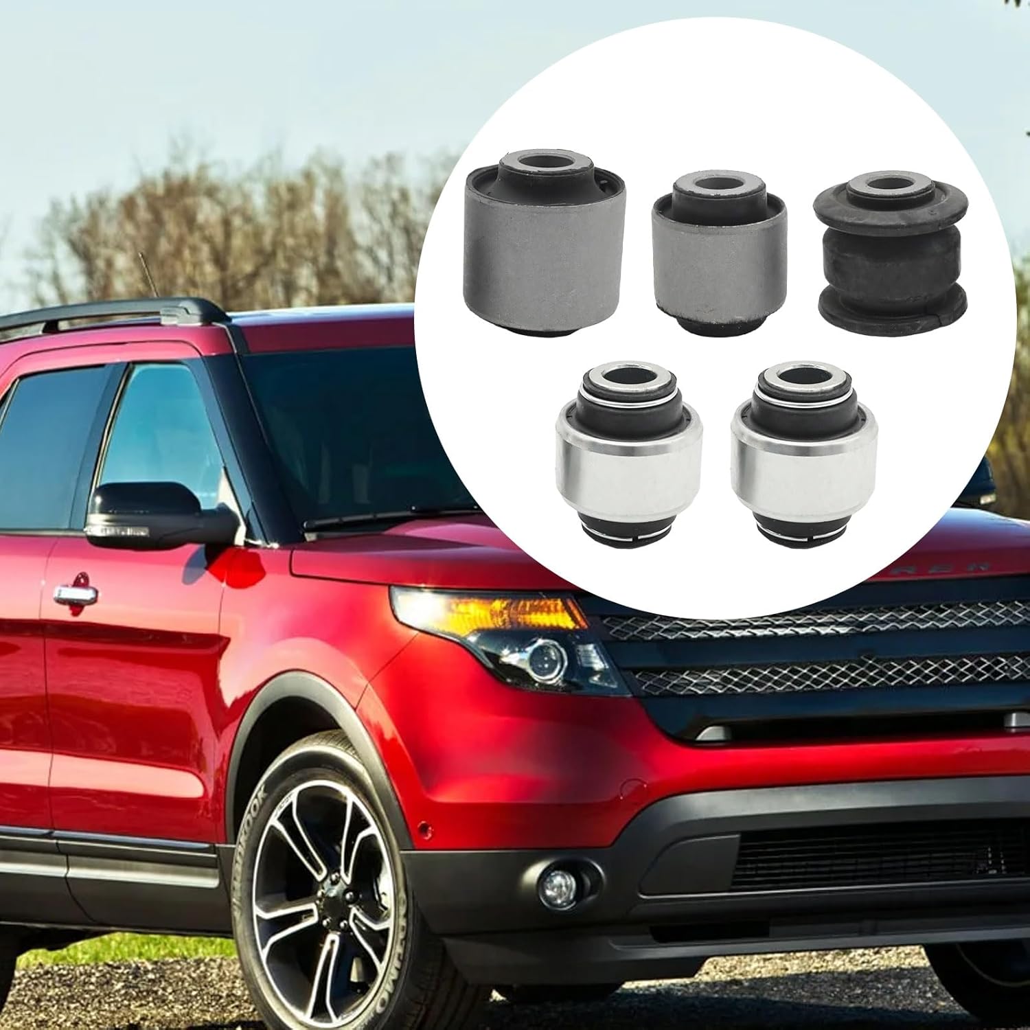 5Pcs 523-318 Suspension Knuckle Bushing Kit, Replacement for Ford Explorer 2011 2012 2013 2014 2015 2016 2017 2018, Left and Right Side