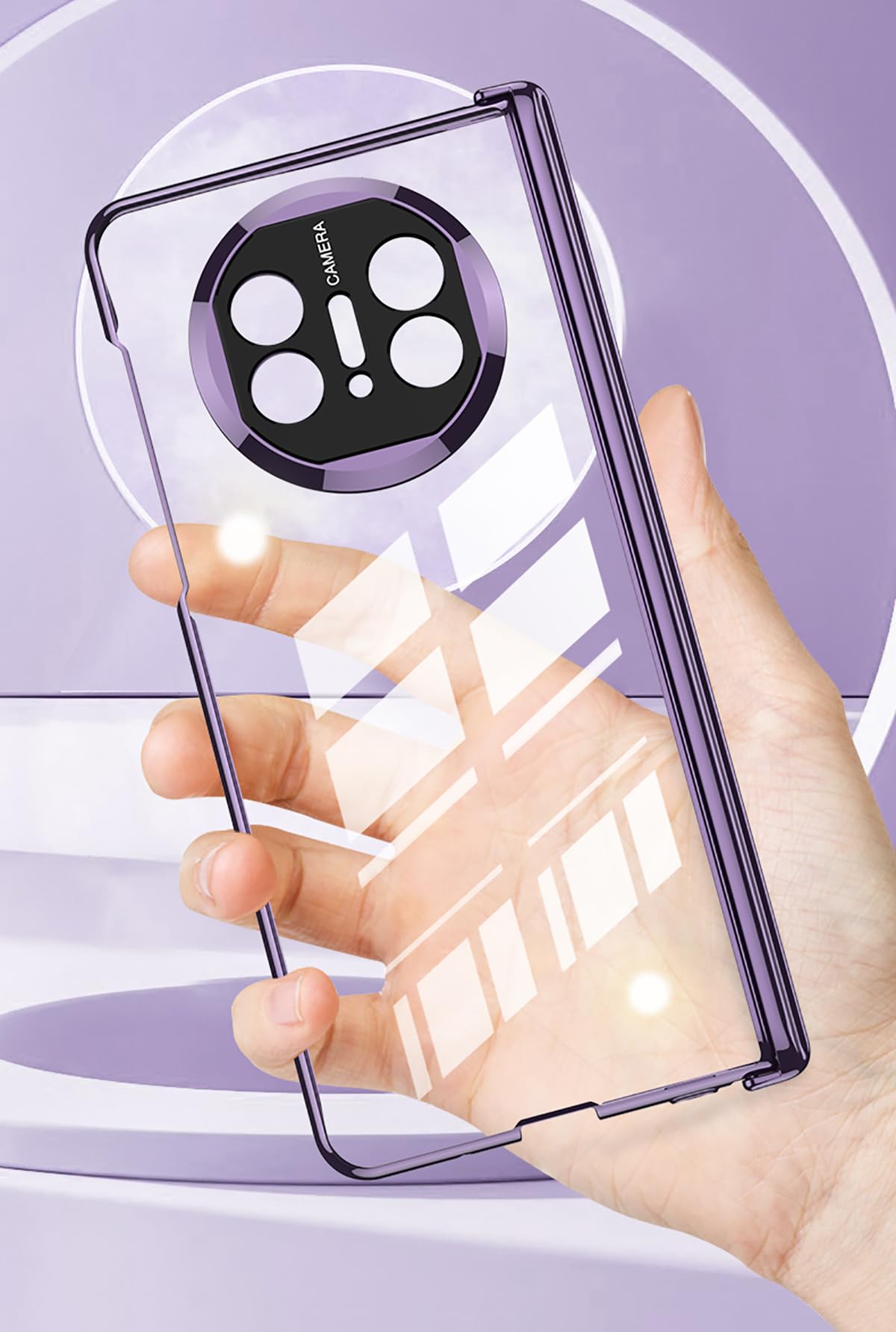 Funda COQUE para Huawei Mate X5 Phone Shell,Ultra Delgada Phantom Transparent Colorful Border Case,Funda Plegable del teléfono para Huawei Mate X5-Plata