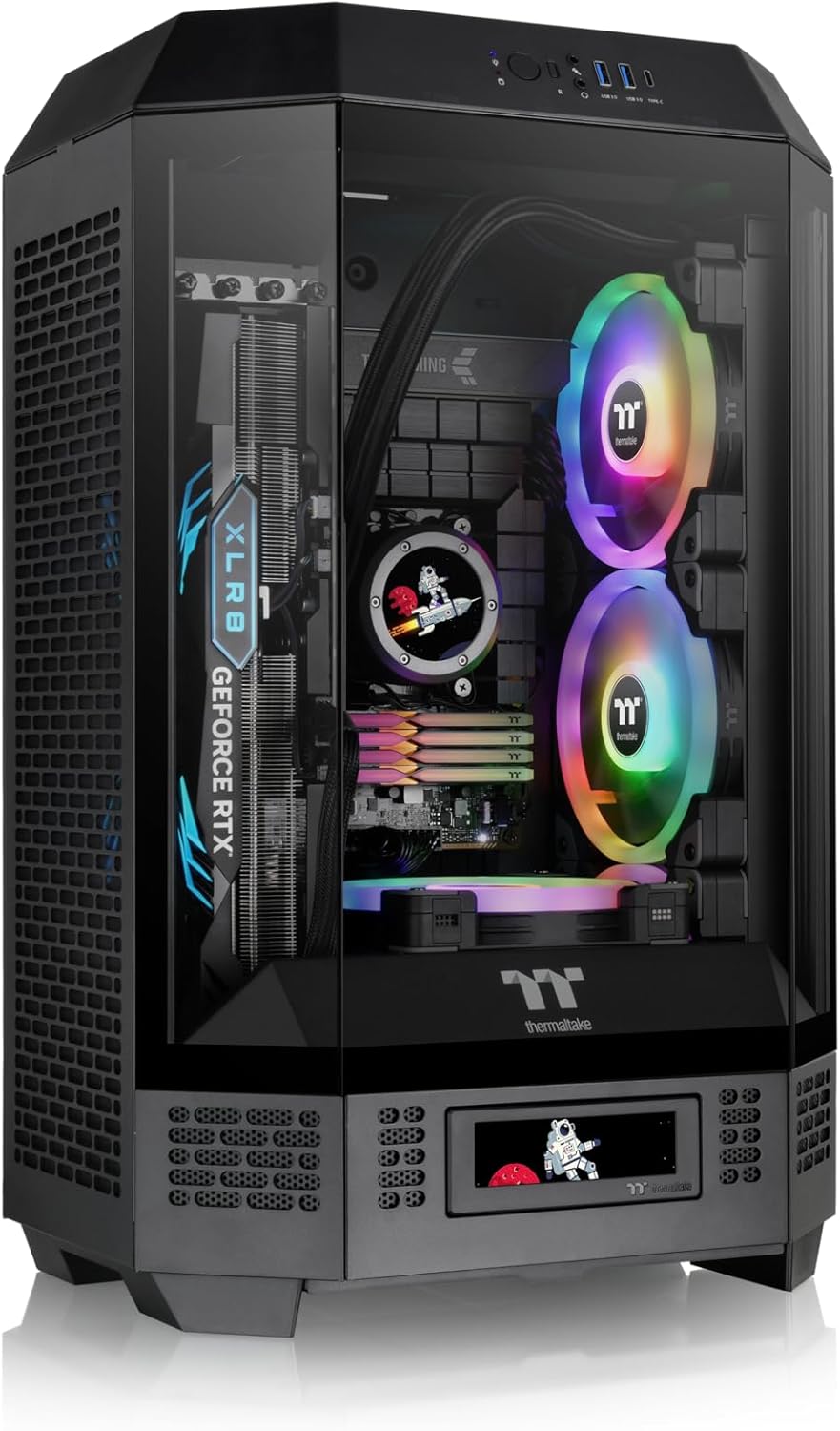 Thermaltake Tower 300 Black Micro-ATX Case; 2x140mm CT Fan Included; Support Up to 420mm Radiator; Optional Chassis Stand Kit Allows Horizontal Display; CA-1Y4-00S1WN-00; 3 Year Warranty
