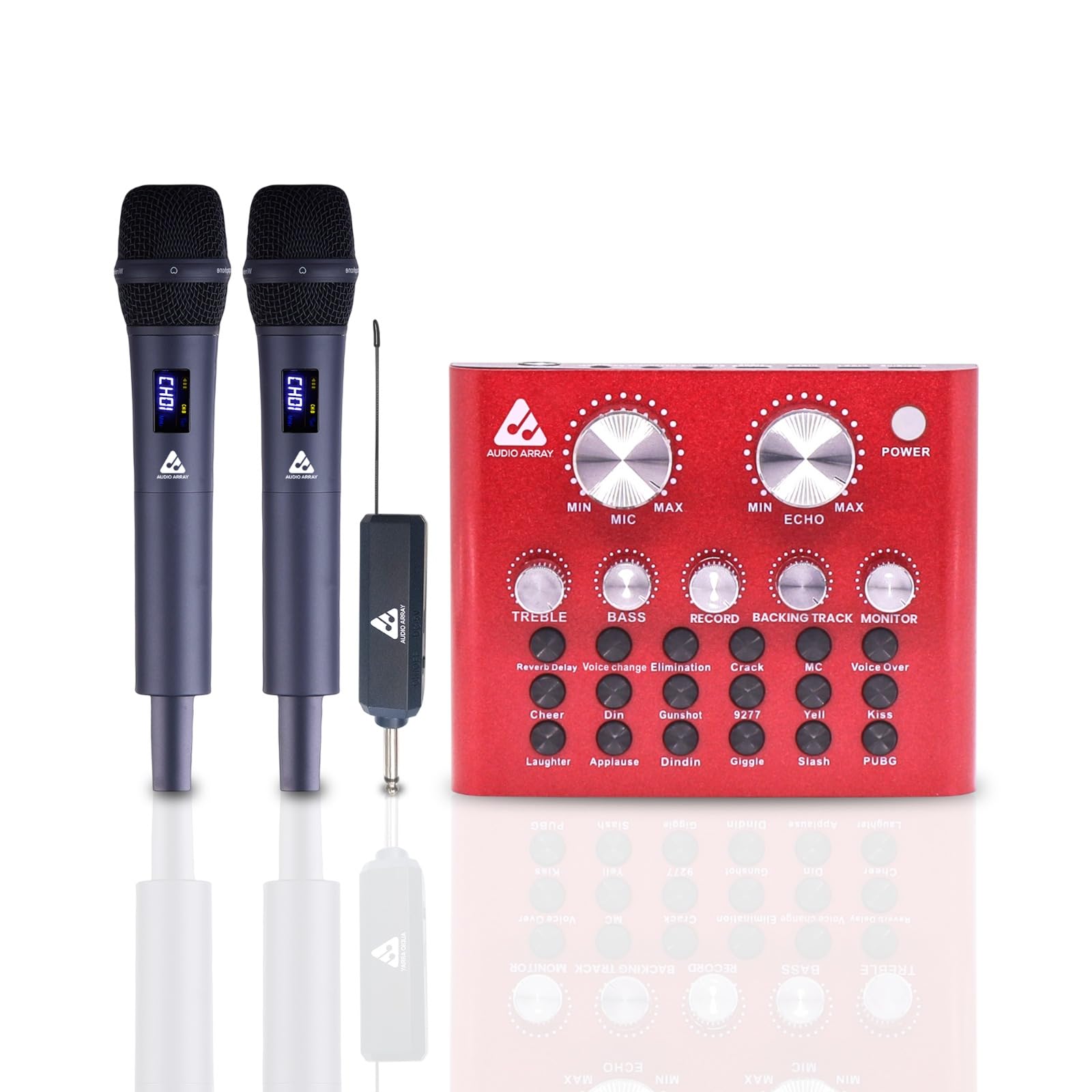 Audio Array Portable Karaoke Bundle | Dual Wireless UHF Microphones with Rechargeable Battery Receiver & USB Plug n Play BT Soundcard Mixer | Ideal for Parties, Home Karaoke & Live Singing - KB-01-image-26