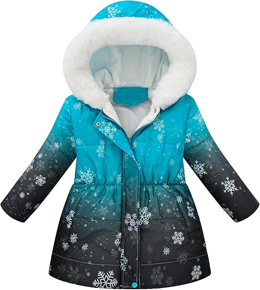 Winterjacke Mädchen - Dicker Parka Mit Sternen & Schneeflocken