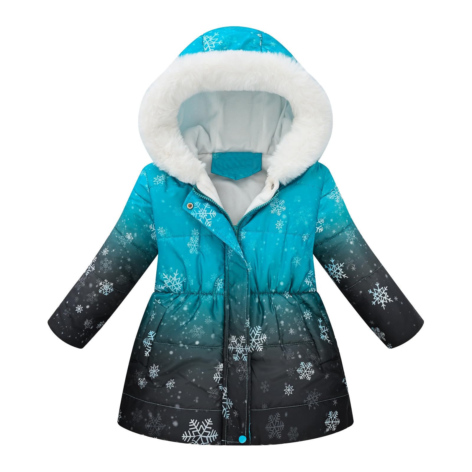 Generisch Cappotto invernale con cappuccio per bambini e bambine, giacca invernale calda, giacca da neve