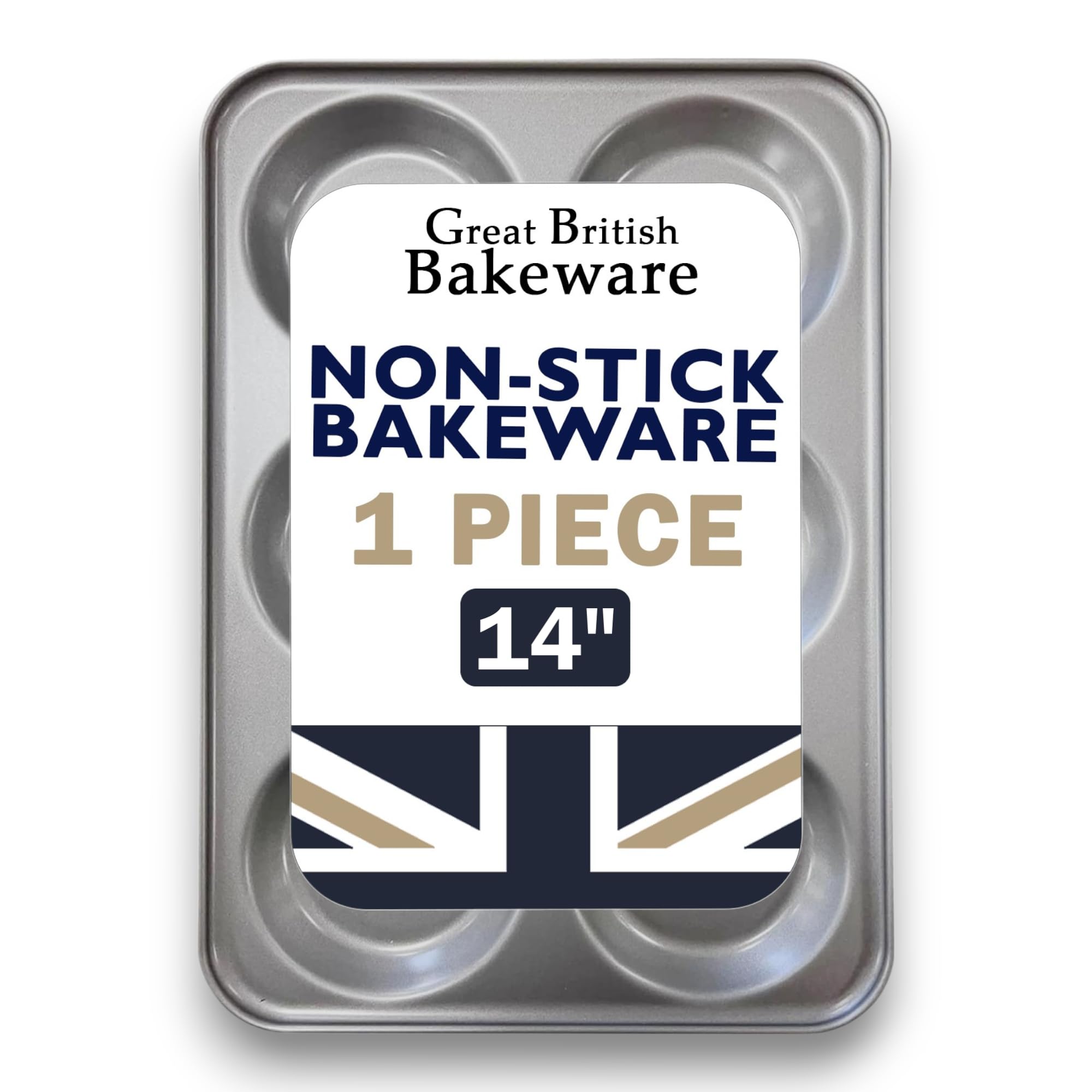 Chabrias Ltd 6 Cup Large Yorkshire Pudding Tray, Non-Stick Baking Tin for Traditional Roasts, Heavy Duty, Easy Clean, Oven Safe, Made in England, Ideal for Crispy and Even Bakes