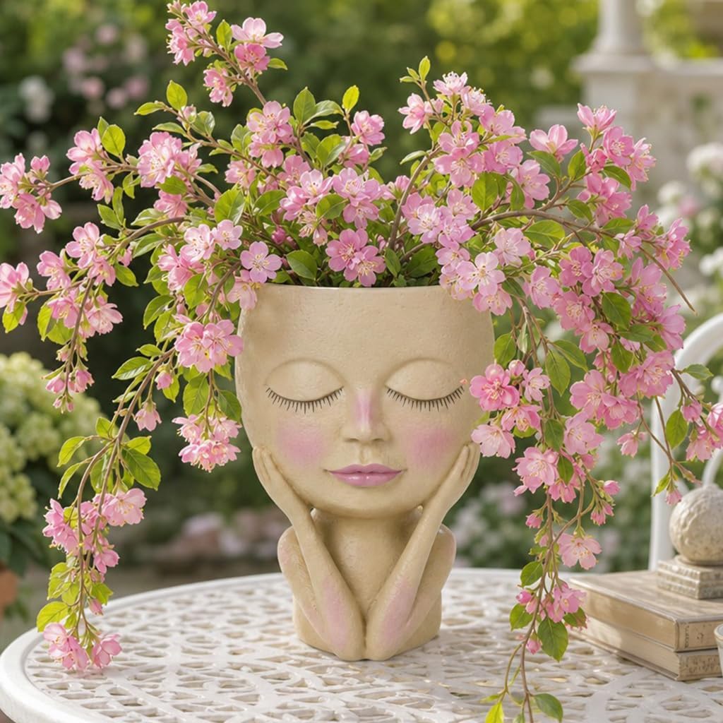 Face Planters Lady Statue Flower Pots Head Planter