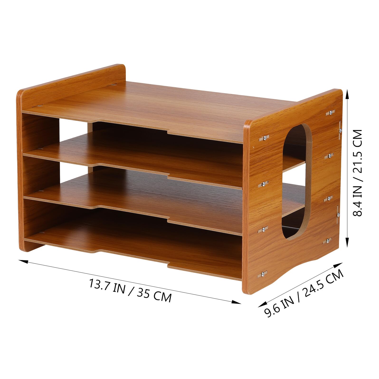 Organizador de Documentos de Madera 4 Capas, Estante Vertical para Oficina y Hogar Diseño Moderno