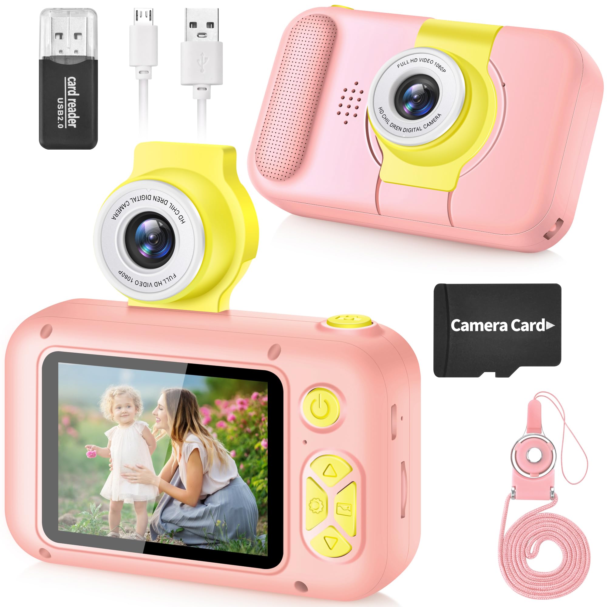 ARNSSIEN Macchina Fotografica Bambini, 2,4" Fotocamera Bambini con180 °Flip Len, Fotocamera Digitale Videocamera Regalo Bambino e Bambina 3 4 5 6 7 8 9 10 11 12 anni,Regalo di Compleanno e Natale,X101