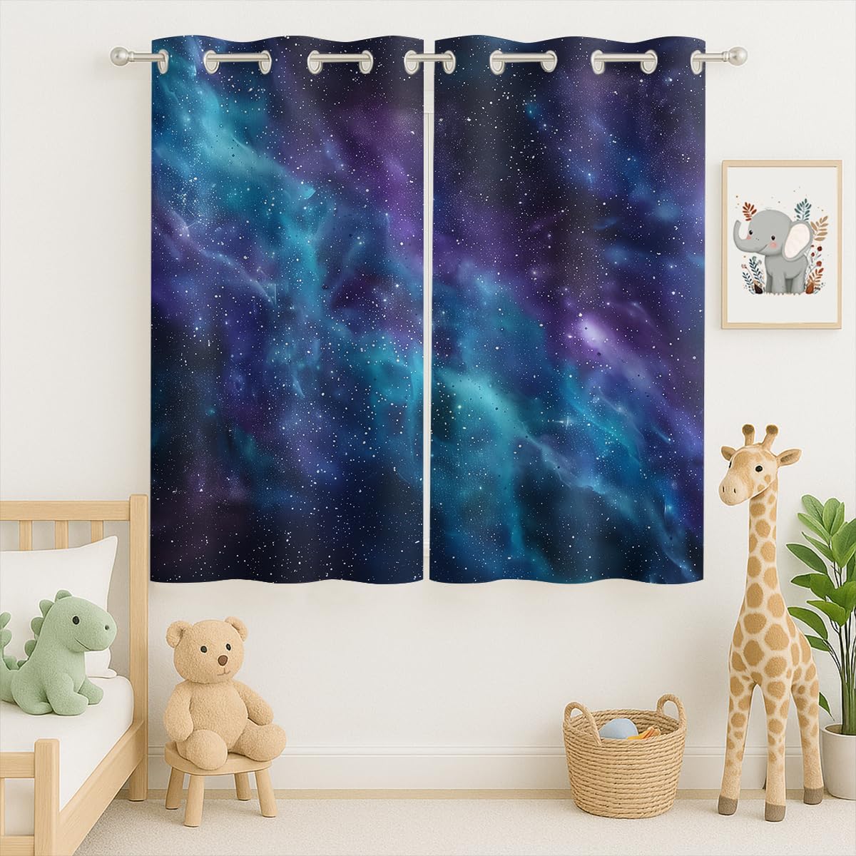 Galaxy Blackout Curtains for Girls Boys Kids Home Decor, Outer Star Space Trippy Nebula Universe Grommet Thermal Insulated Drapes Darkening Window Curtain for Bedroom Living Room, 63 x 63 Inch