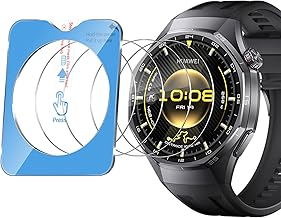 4 pieces screen protector for Huawei Watch GT 6 GT6 Pro, 46 mm, for tempered glass, 9H hardness protective film with positioning aid for installation, bubble-free HD anti-scratch screen
