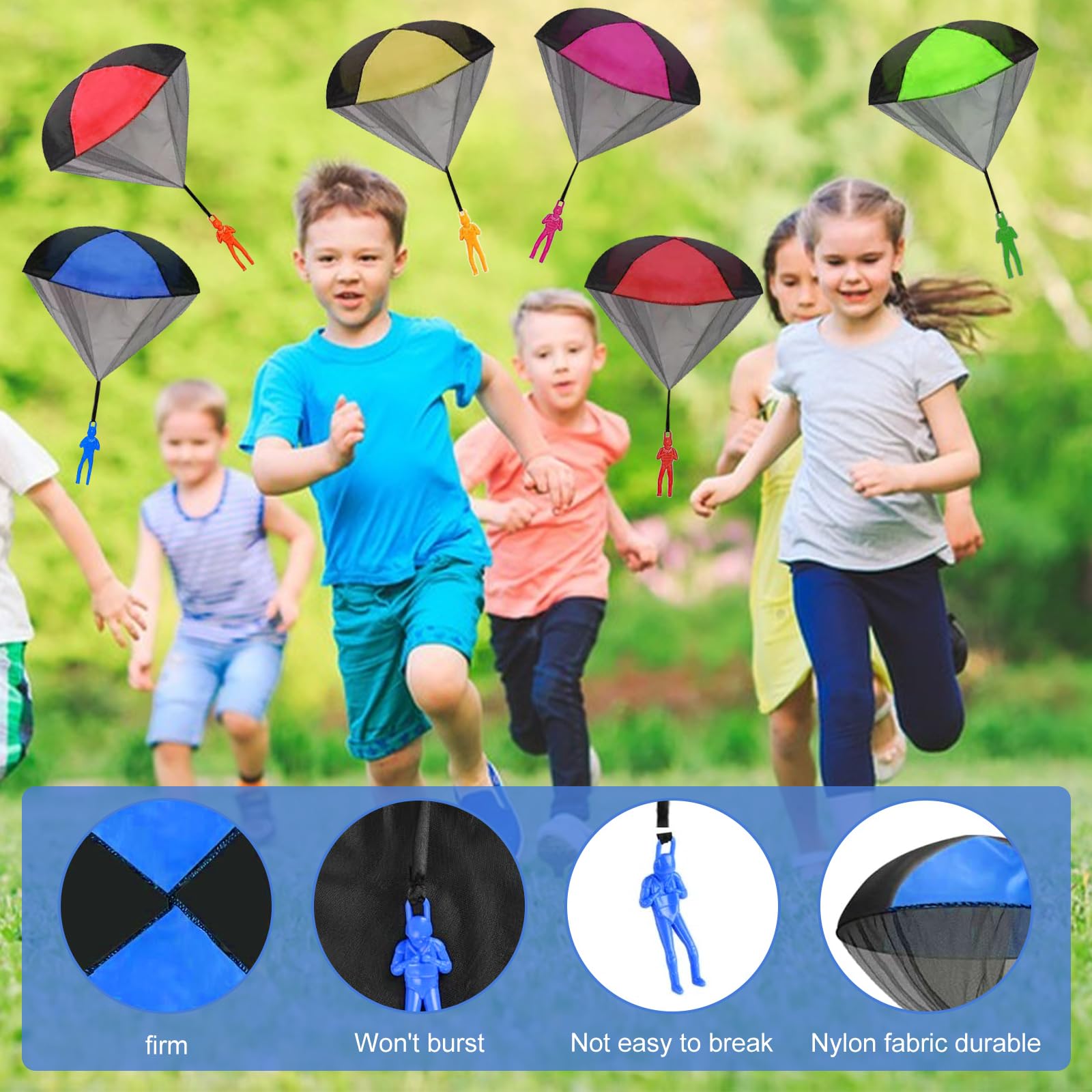 Fallschirmspringer Spielzeug 6 Stück Fallschirm Camping Spielzeug Kinder Draußen Garten Spielzeug Mini Fallschirmspringer Outdoor Flugspielzeug Fallschirm Draußen Fallschirm Wurfspiel