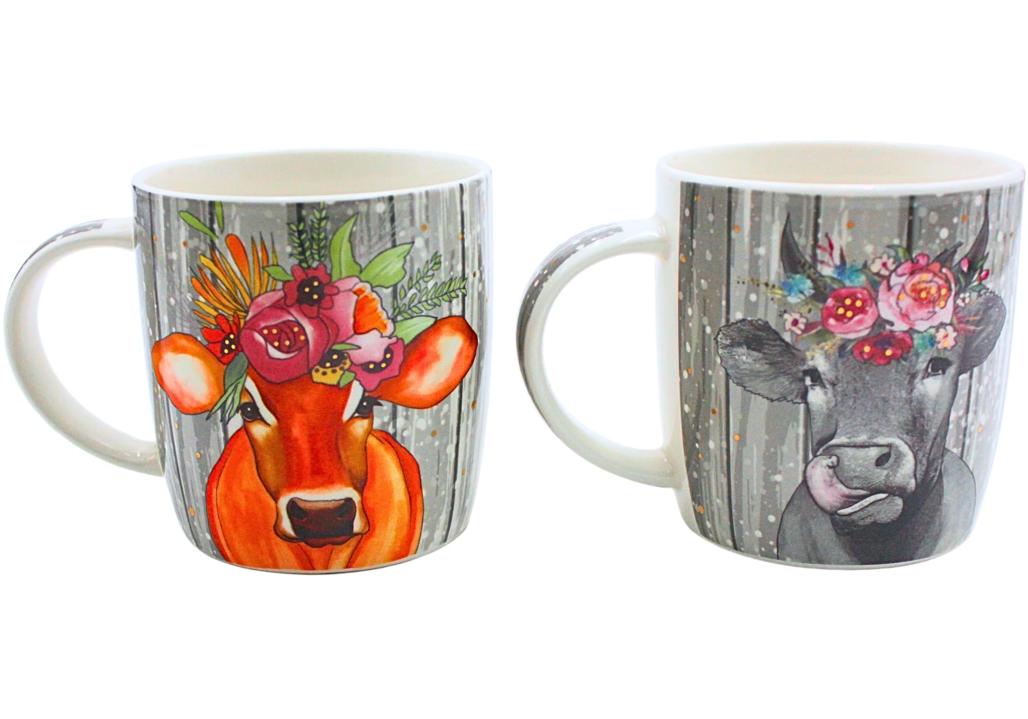 Dekohelden24 Zestaw 2 kubków do kawy filiżanka do kawy z porcelany - motyw: krowa z nakryciem głowy - wymiary wys./Ø: 12 x 9 cm, pojemność 300 ml,