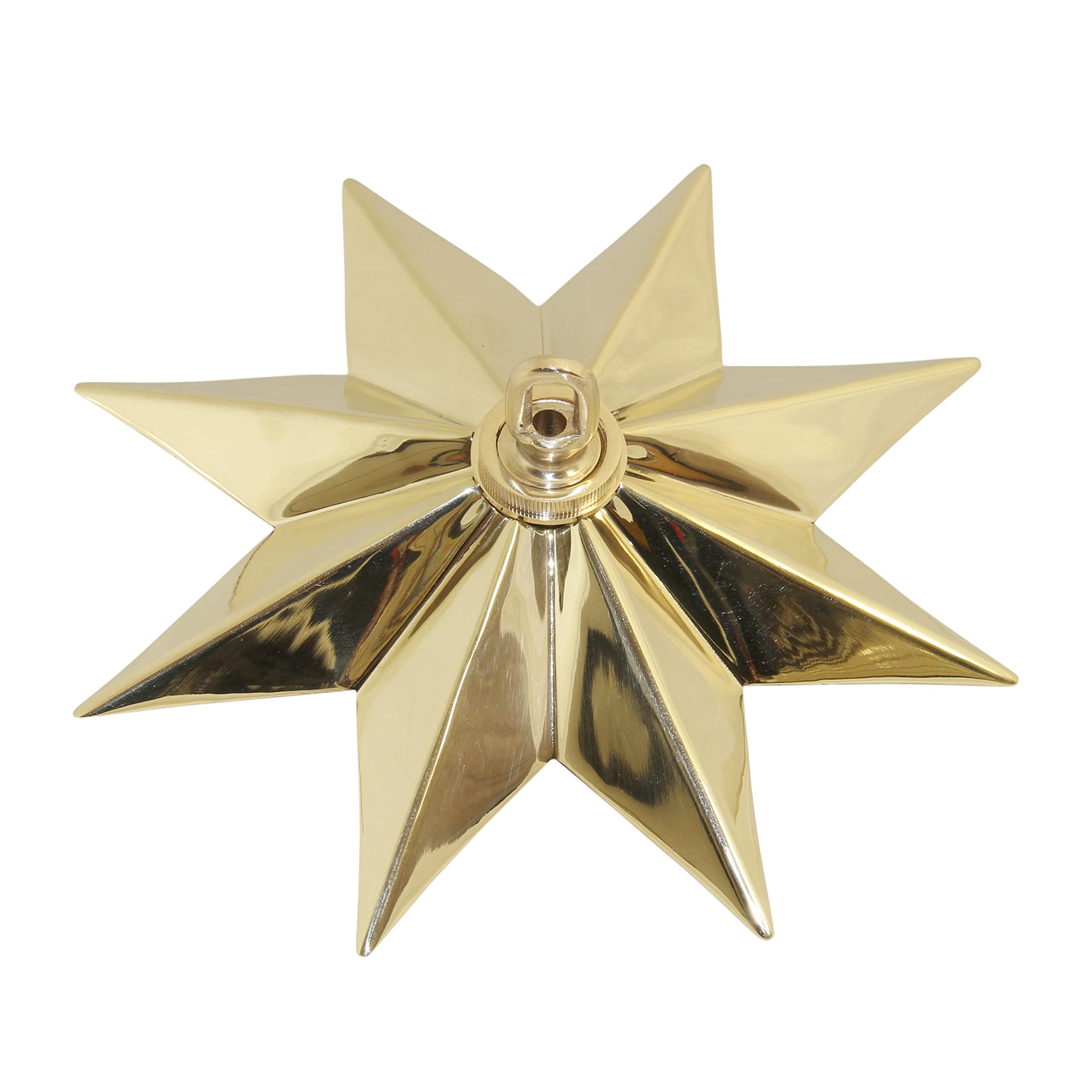 RCH Hardware CN-11-PB CN-11-S-H-PB Solid Brass Decorative Star Shaped Ceiling Canopy Medallion Accent for Chandeliers and Pendant Lighting with Matching Screw Collar and Loop, Polished, Polished Brass