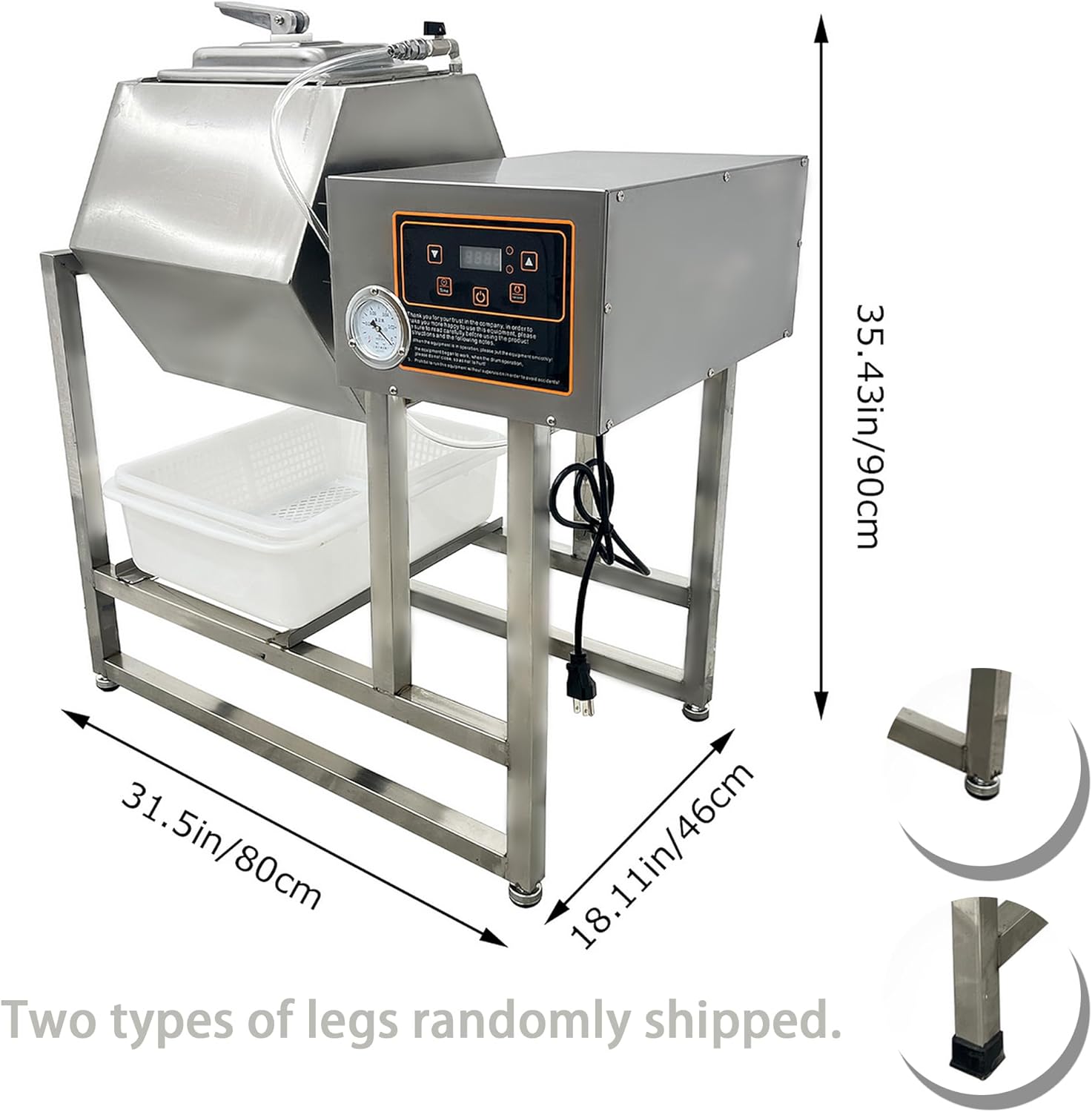 Vacuum Meat Tumbler Marinator Food Vegetable Meat Pickle Machine Chicken Marinator with 45L Capacity Timing Range 0-99 Minutes 110V Vacuum Curing Machine for Jerky, Sausage, Bacon