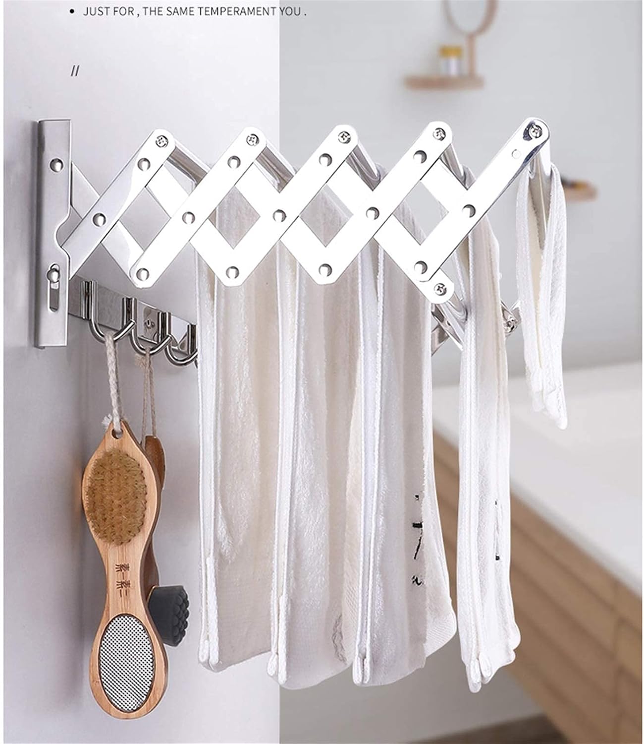 Clothes Drying Rack Wall-Mounted Drying Rack Folding Clothes Towel Laundry Room Retractable Airer Drying Rack Expandable Retractable Clothesline Hanger Rack Fashionable,5