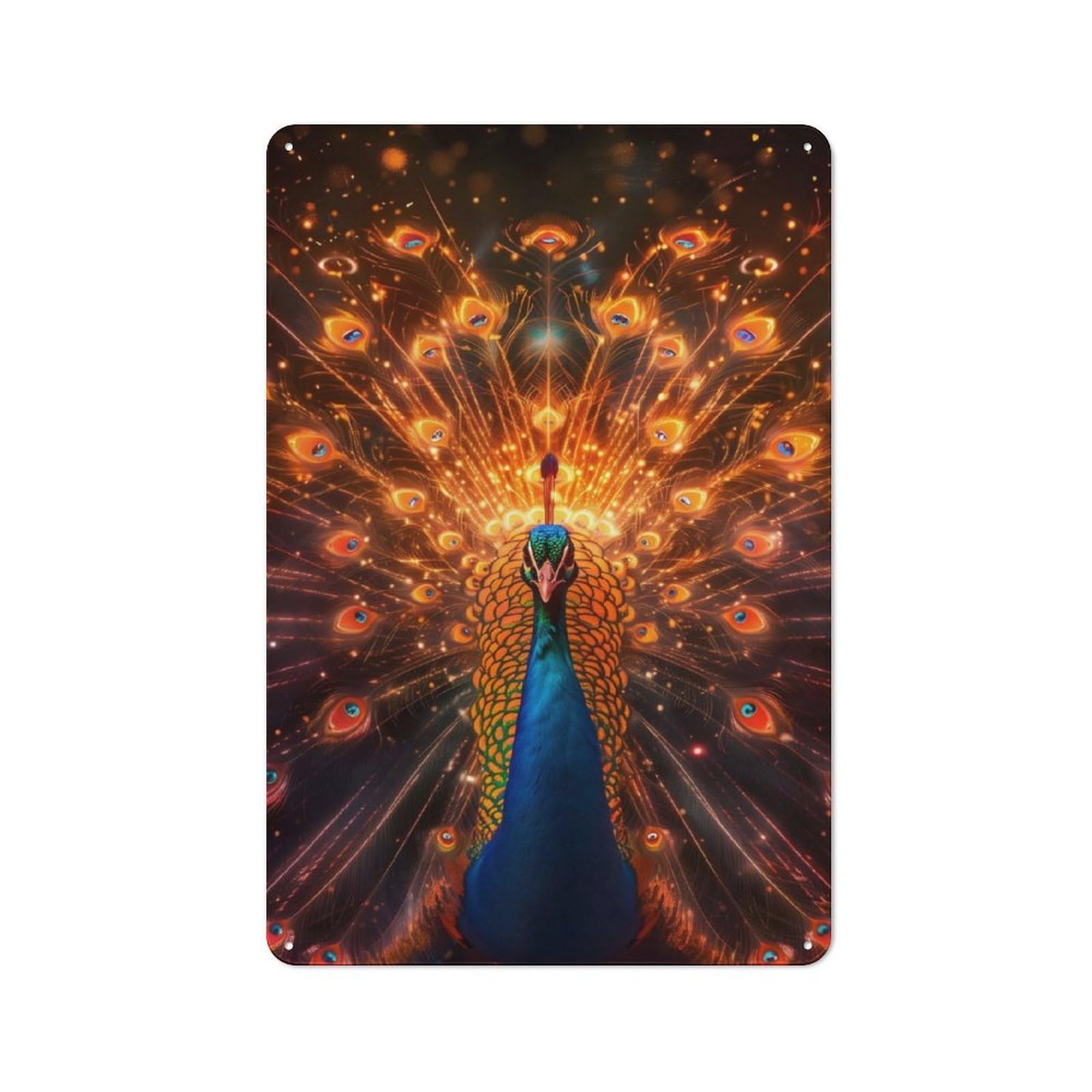 Junmoney Radiant Peacock Metal Plaque 30X20cm With For Workshop Wall, Retro Decor, For Garage, Workshop And Man Cave Decoration