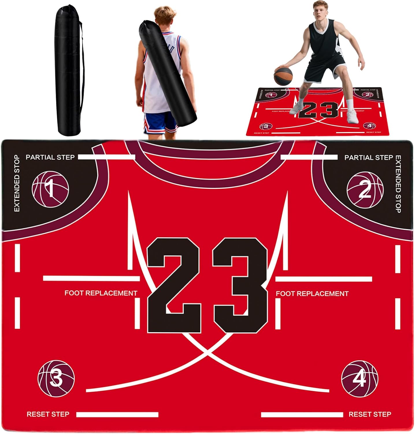 Portable Basketball Footwork Training Mat, Basketball Training Equipment, Agility Footstep Training Mat, Durable Non-Slip Basketball Footwork Training Equipment for All Ages to Improve Speed, Strength and Coordination