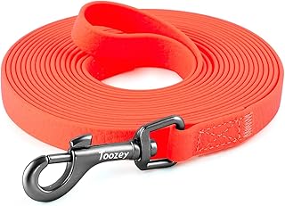 Toozey Wasserdicht Schleppleine für Hunde, 5m/10m/15m/20m - Robuste & Reißfeste Hundeleine mit Handschlaufe und Karabiner, Wetterfest Trainingsleine für Große bis Kleine Hunde, Neon Orange