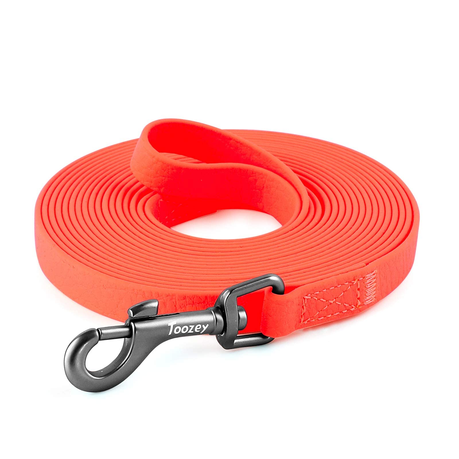 Toozey Guinzaglio da Addestramento Impermeabile per Cani, 5m/10m/15m/20m – Lunga, Robusta e Resistente con Maniglia e Moschettone, Perfetta per Cani di Taglia Piccola e Grande, Arancione Neon