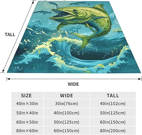 Miniatura 7 de Manta de pescado divertida decoración de peces del océano, regalos para niñas, niños, amantes de la pesca, ropa de cama de invierno, súper cálida,