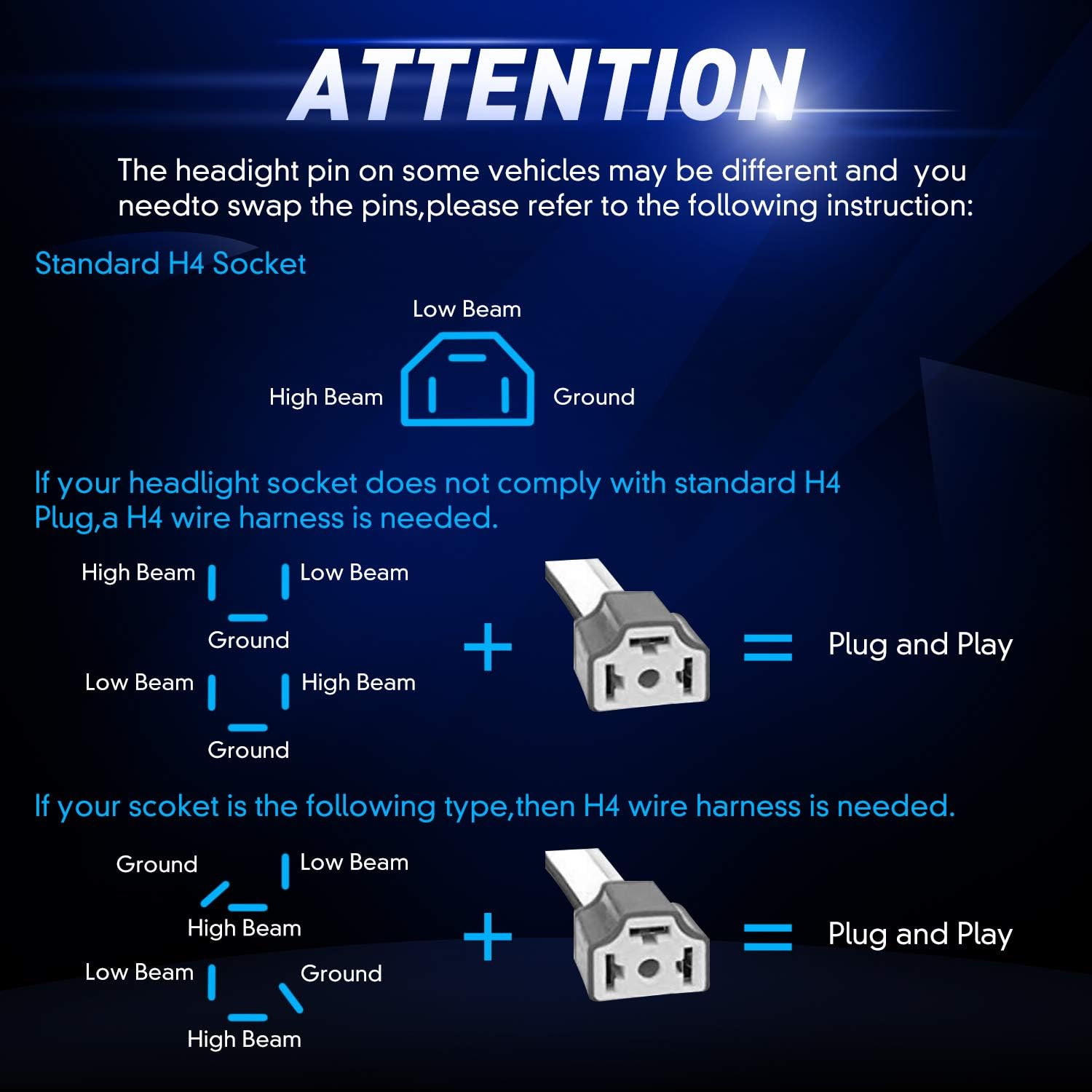 BESTZHEYU 2 pcs 4 x 6 inch LED Headlights Rectangular Replacement for Chevy S10 Blazer 1994 1995 1996 1997 Peterbilt Kenworth Freightinger Probe DOT LED Headlight