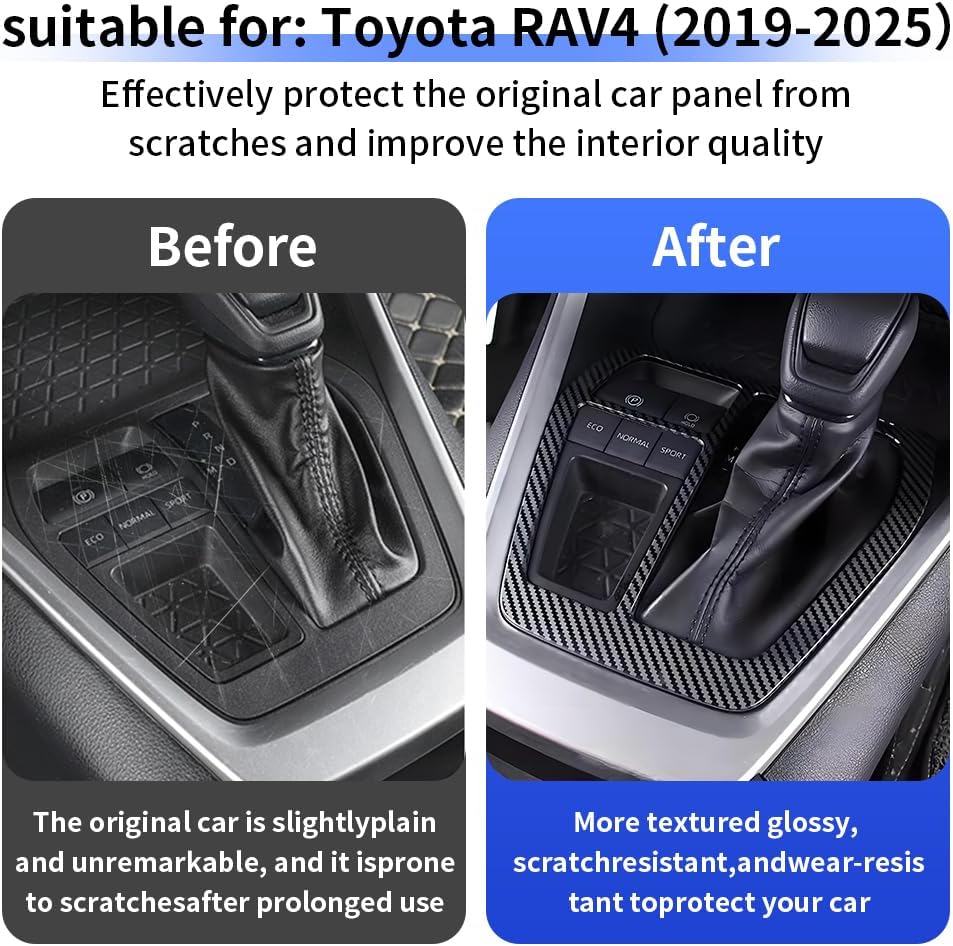 Car Central Control Gear Shift Panel Trim Cover for Toyota RAV4 2019 2020 2021 2022 2023 2024 2025 Auto Interior Decorations Accessories Center Console Protection Frame Carbon Fiber Style Kit
