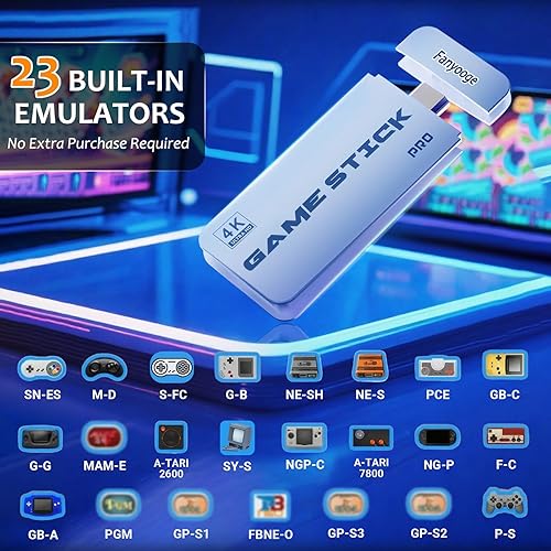 Miniatura 2 de Retro Gaming Console, Retro Gaming Stick with 40,000+ Classic Game and 23 Game Emulators, Plug & Play 4K HDMI Output Game Console Stick with Dual