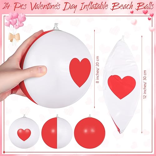 Miniatura 3 de MiniInflat 24 bolas de playa inflables para el día de San Valentín, bolas de piscina de corazón de 12 pulgadas, bola de agua, bola de agua, clásica,