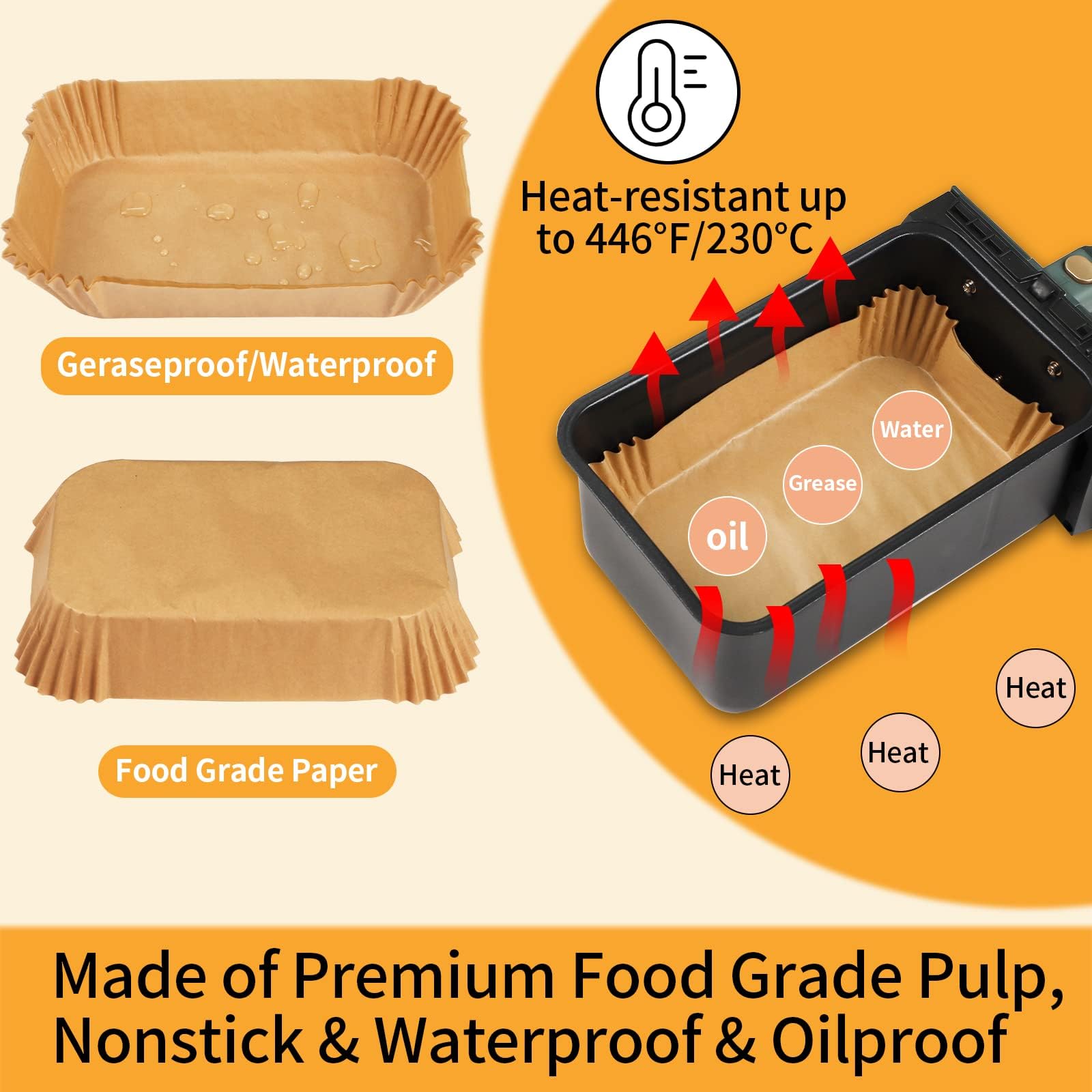 Doublures En Papier Pour Friteuse à Air, Papier De Cuisson Carré 200