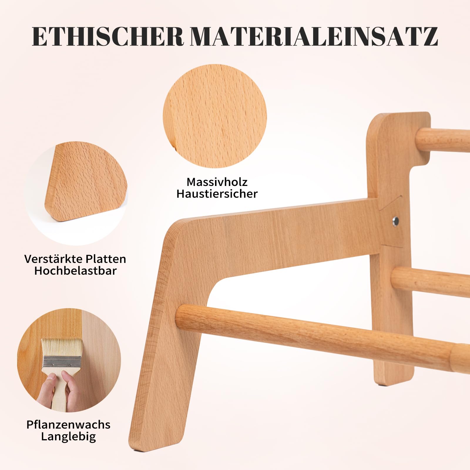 Cheerpals Amaca per gatti di grandi dimensioni – Lettino per gatti autoportante in legno di faggio contro il ribaltamento – Posto letto lavabile per interni e finestre – 70 x 47 x 30 cm, bianco/grigio