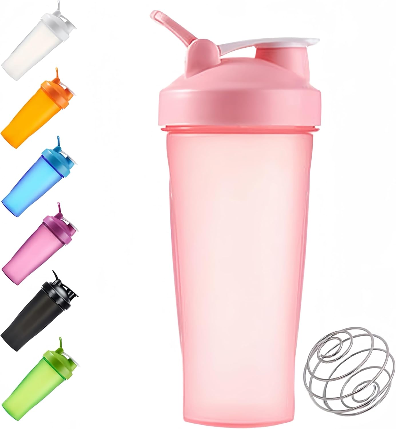 Protein Shaker Bottle, Secure Leakproof Protein Shake Mixer Bottle, Steel Mixing Ball For Lump Free Smooth Shake, BPA Free, Dishwasher Safe for Gym & Sports Shaker Bottle (Pink, 21, Fluid Ounces)
