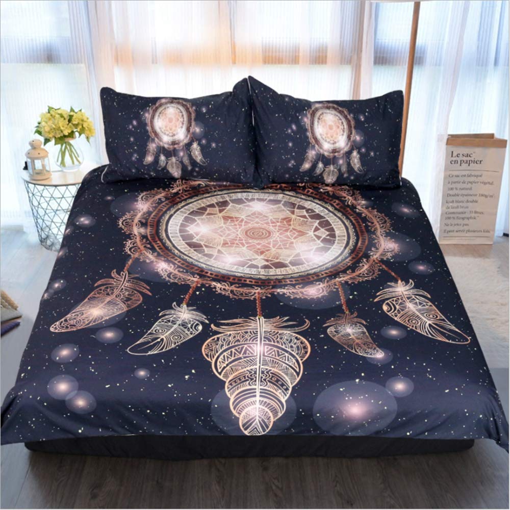 Housse de couette 3D attrape-rêves bohème mandala parure lit 3pc
