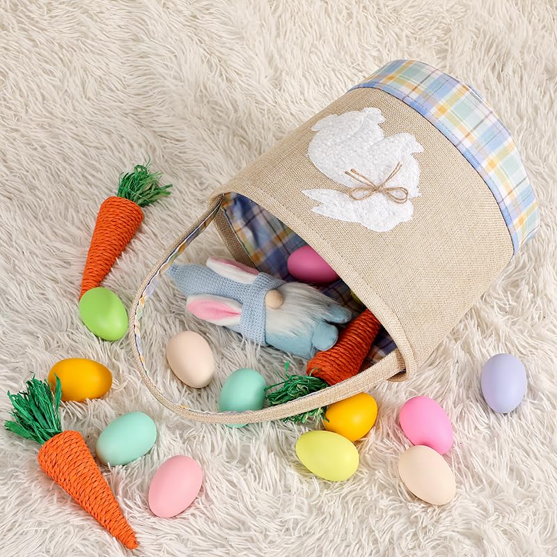 Image of Easter Basket Essentials Gift Baskets Empty for Kids Toddler Baby Girls Boys Easter Egg Basket Toy Bunny Storage Baskets Blue Easter Bucket Organizer for Stuffers