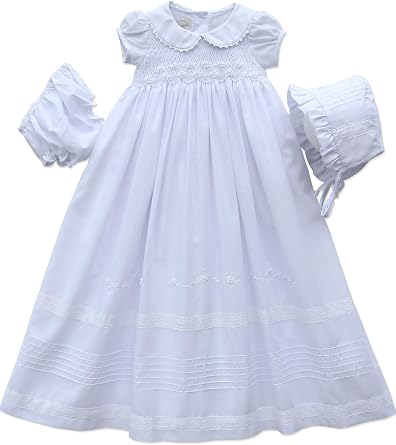 Carouselwear Baptism Dresses for Baby Girls Infant Christening Gown Bonnet Newborn 3 6 9 Months Baptismal Clothes