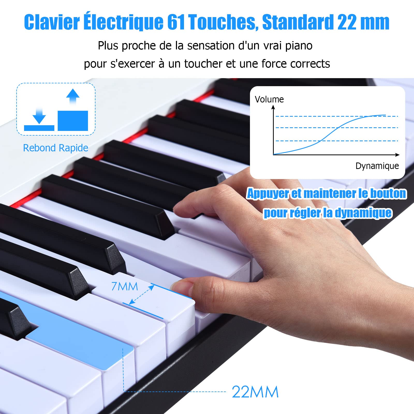 DREAMADE Piano Numérique 88 Touches Pliable Avec Pédale - Clavier Électronique Portable Pour Débutants Et Pros