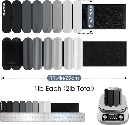 Miniatura 6 de Pesas para muñeca  Pesas de tobillo para mujeres y hombres  Juego de pulseras con peso ajustables (1 libra cada una)  Pesas para brazos y piernas