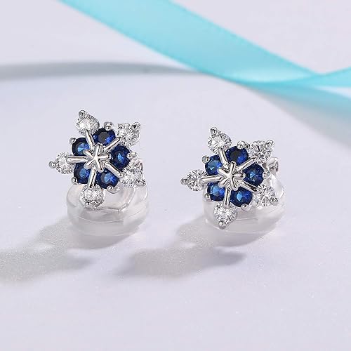 Miniatura 2 de SELOVO - Pendientes de tuerca con circonita cúbica con diseño de copo de nieve y flor para mujeres