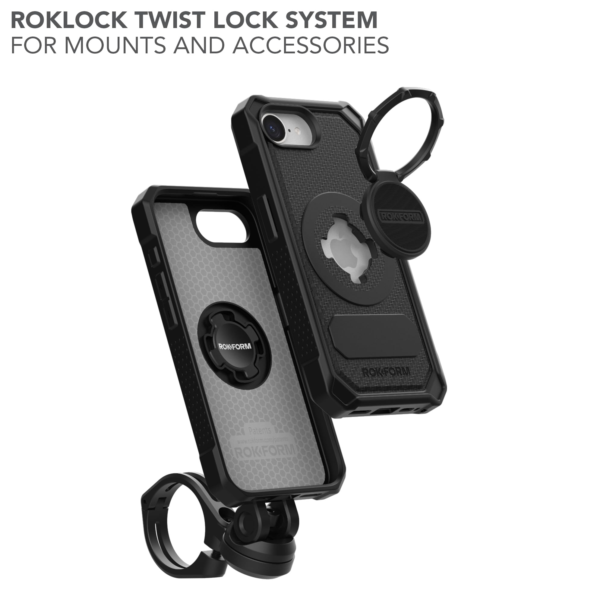 Rokform iPhone 16e robustes Gehäuse, magnetisch + RokLock (schwarz)