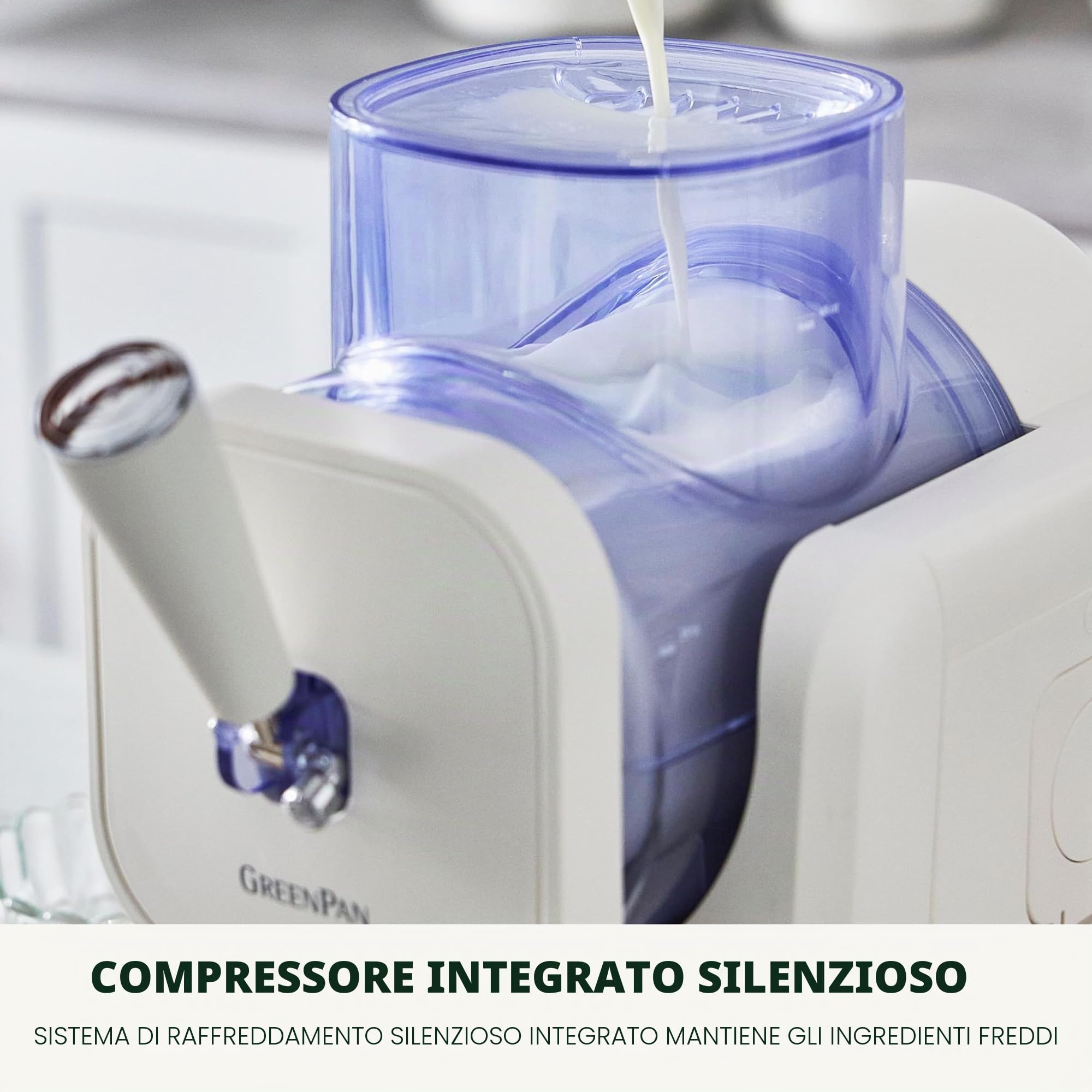 GreenPan Frost Gelatiera e Macchina per Slush 15-in-1, Ceramica Antiaderente Senza PFAS, Gelato, Sorbetto e Frozen Yogurt, Pronta in 15 Minuti, Senza Precongelamento, Bianco