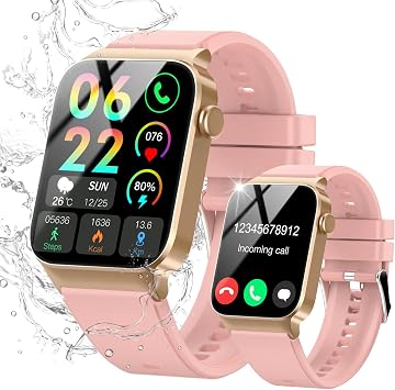 STECEi Smart Watch, 1.85" HD Screen Smartwatch with Heart Rate/Sleep Monitor, 110+ Sport Modes Activity Trackers IP68 Waterproof, Fitness Watch for Android iOS, Rosepink