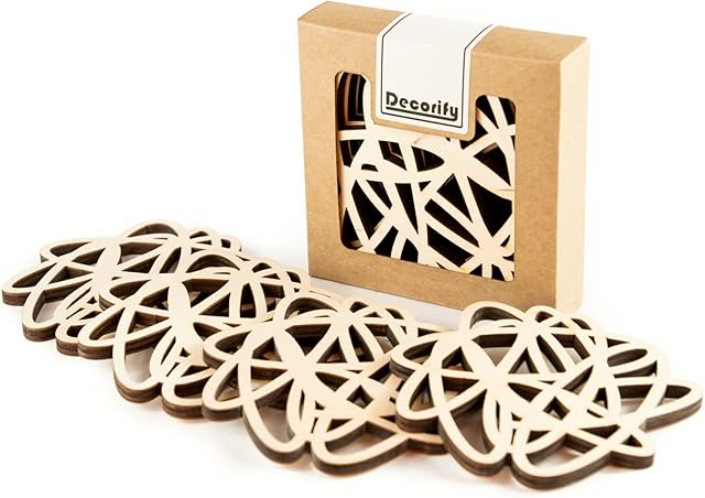Decorify Podkładki pod kubki "Oval" 11 x 11 cm - Drewniane podstawki 6 mm - Dekoracja pod filiżanki i kubki - Naturalny (4 sztuki)