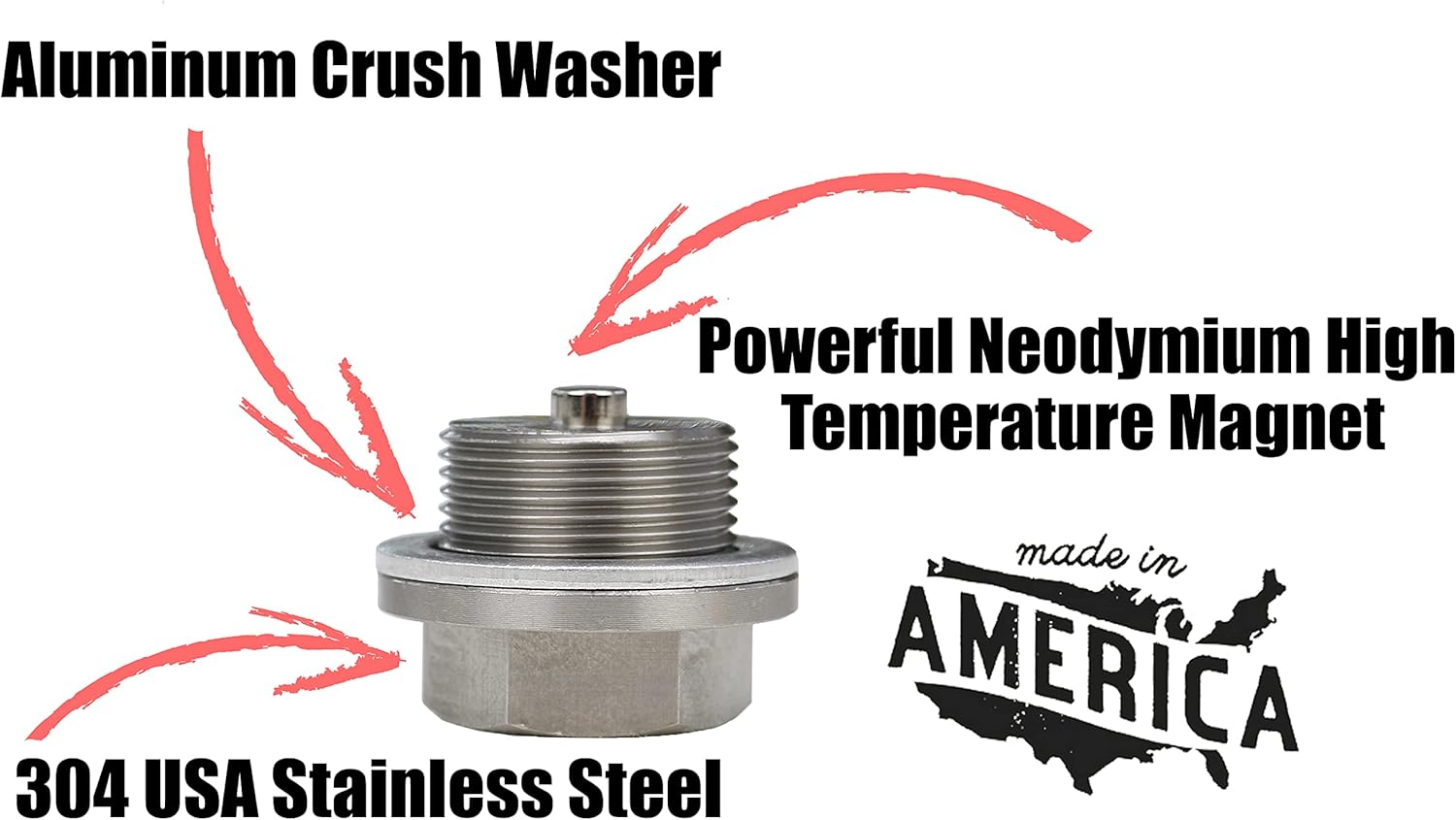 Votex - Made in USA - M25 x 1.5MM Stainless Steel Neodymium Magnetic Oil Drain Plug - Part Number DP013