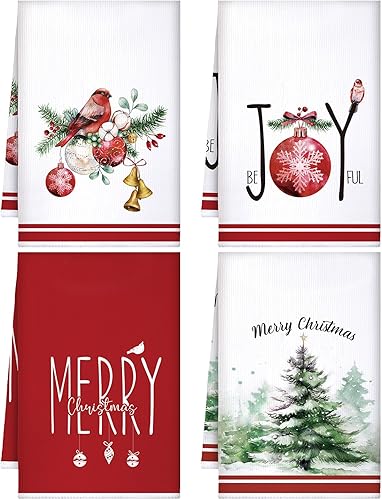 Bencailor Juego de 4 toallas de cocina de Navidad, toallas decorativas para platos de cocina, toallas de mano para baño de Navidad, 15.75 x 23.62
